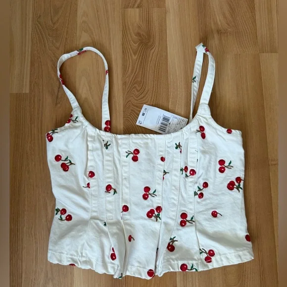 Mango Cherry Patterned White Camisole - Picture 4 of 8